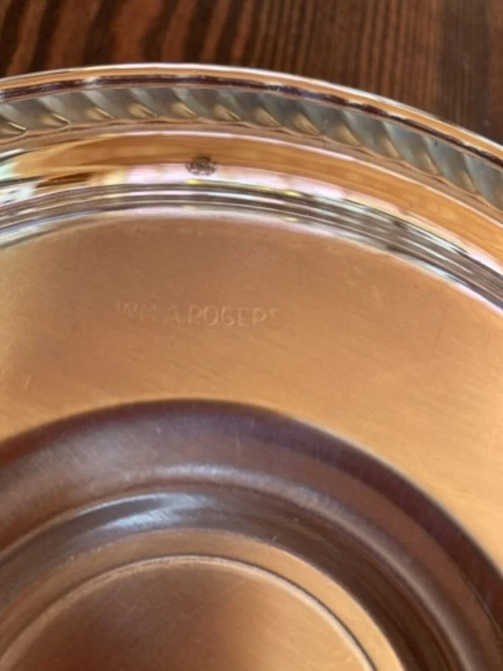 Vintage Wm.A Rogers Silver Plated Dip Bowl with attached saucer Dish